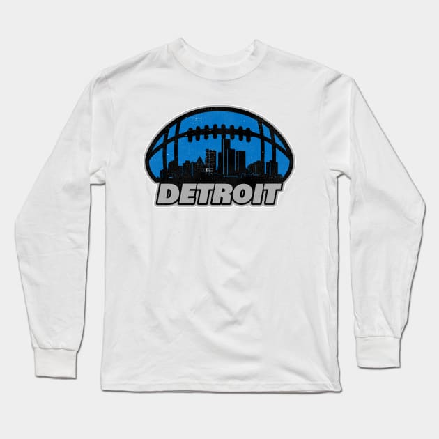 Detroit Football Skyline Long Sleeve T-Shirt by darklordpug
